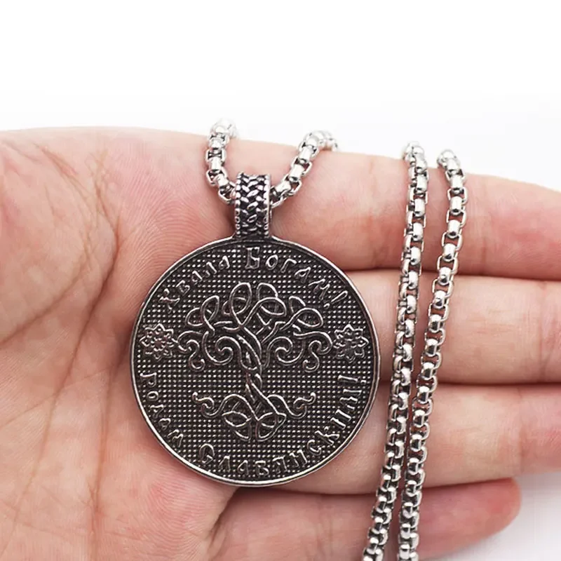 Retro Nordic Style Slavic Old Man Faith Pendant Necklace for Men High Quality Metal Amulet Jewelry