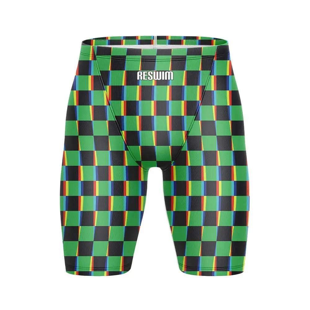 2026 Men's Textures Swim Jammer Swimsuit Trunks Racing Swimsuit Endurance Athletic Swimming Shorts Jammers Beach Tights Shorts