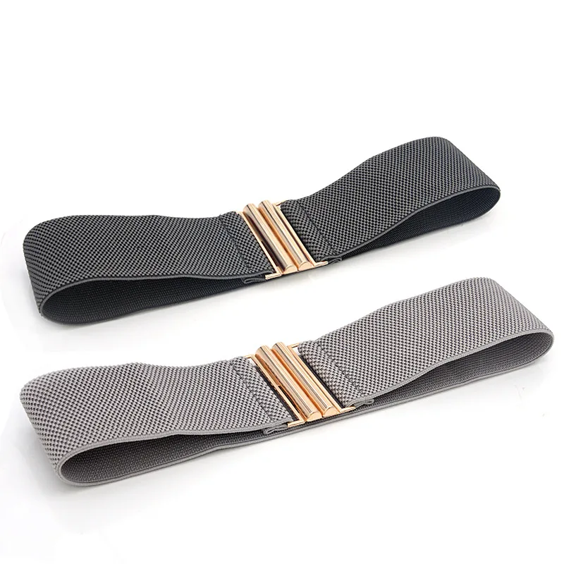 Gold Metal Buckle Fabric Cummerbunds Strap Wide Corset Belt Solid Color Female Apparel Accessories Elastic Waist Belt For Women