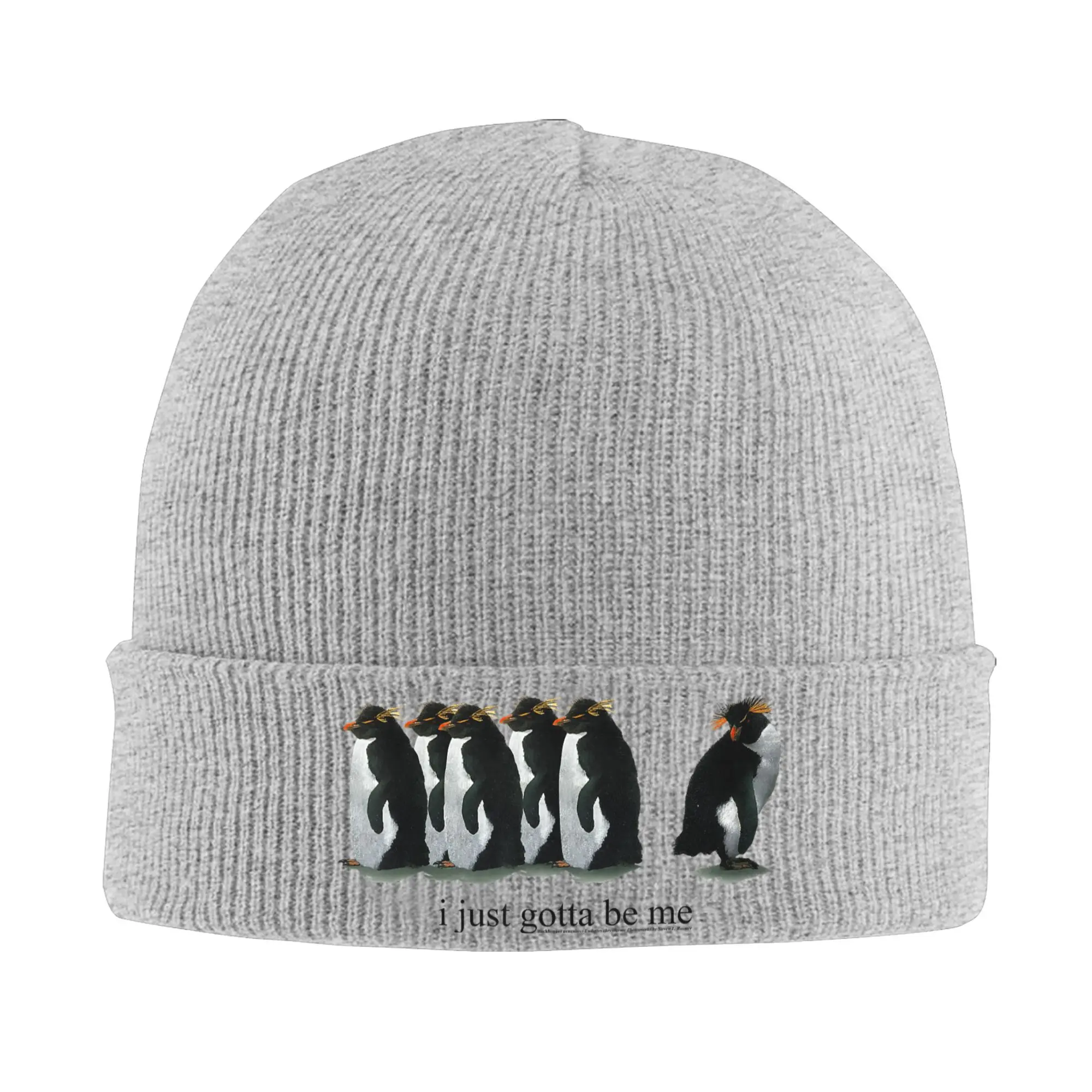 I Just Gotta Be Me Penguin Rockhopper Penguins gorro tejido gorras casuales gorros Hippie femeninos gorros elásticos personalizados
