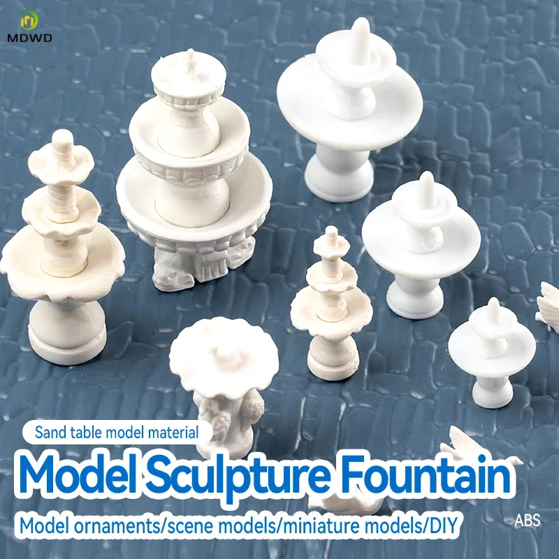 8 Pcs Railway Scale Model Statue HO 1:87 Sculpture Fountain Architecture Accessories Mockups Supplies Buildings a House D/dolls