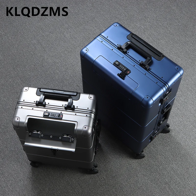 KLQDZMS New Suitcase All Aluminum Magnesium Alloy Boarding Box Large-capacity Business Trolley Case 20