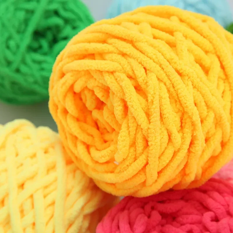 100g/ball Chenille Knitting Yarn Soft Ice Strip Line Cotton Yarn DIY Wool Yarn for Hand Knitting Scarf Thick Wool Wholesale