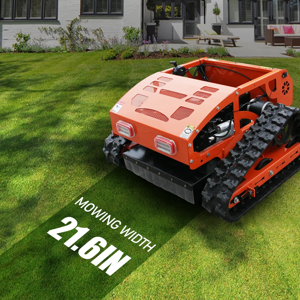 Automatic Robotic Lawn Mower with Tracks, 60 Min Runtime, Adjustable Height & Smart Sensors for Sloped Gardens, Grass Trimmer