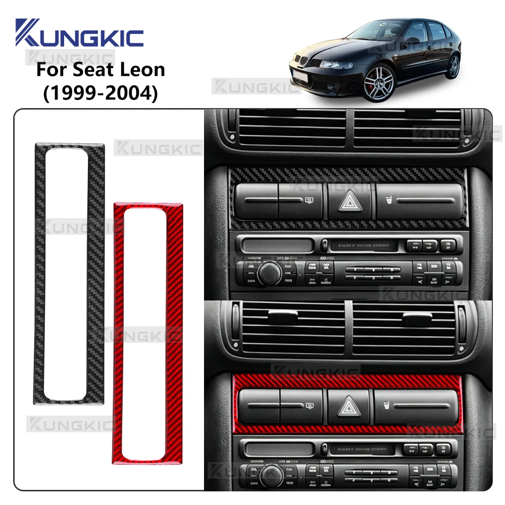 For SEAT Leon 1999 2000 2001 2002 2003 2004 MK1 1M Real Soft Carbon Fiber Car Center CD Frame Trim Sticker Interior Accessories view 2