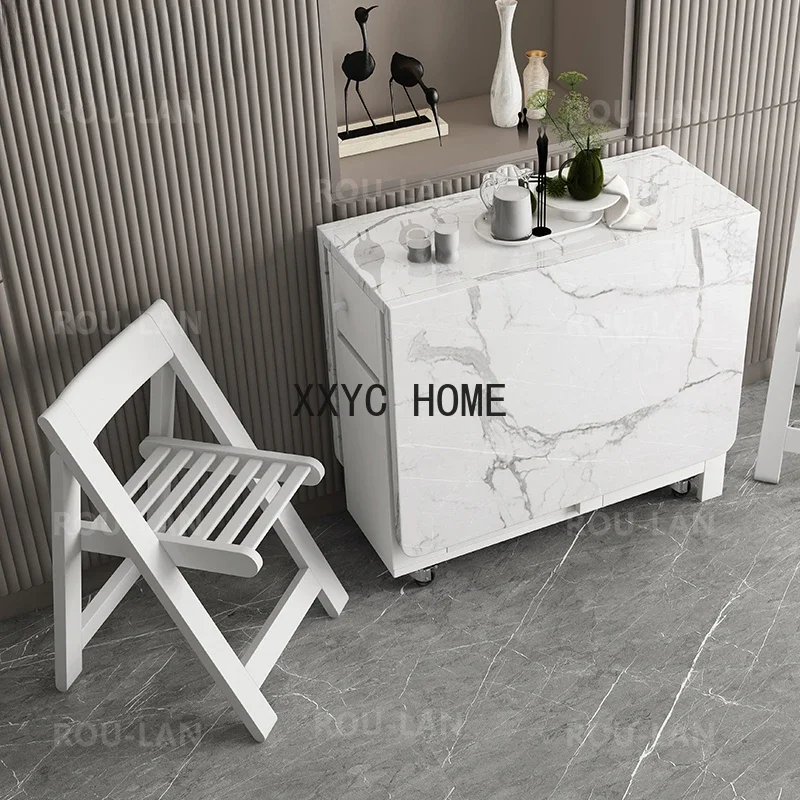 Fashion White Folding Table Furniture Multifunctional Rectangle Movable Table and Folding