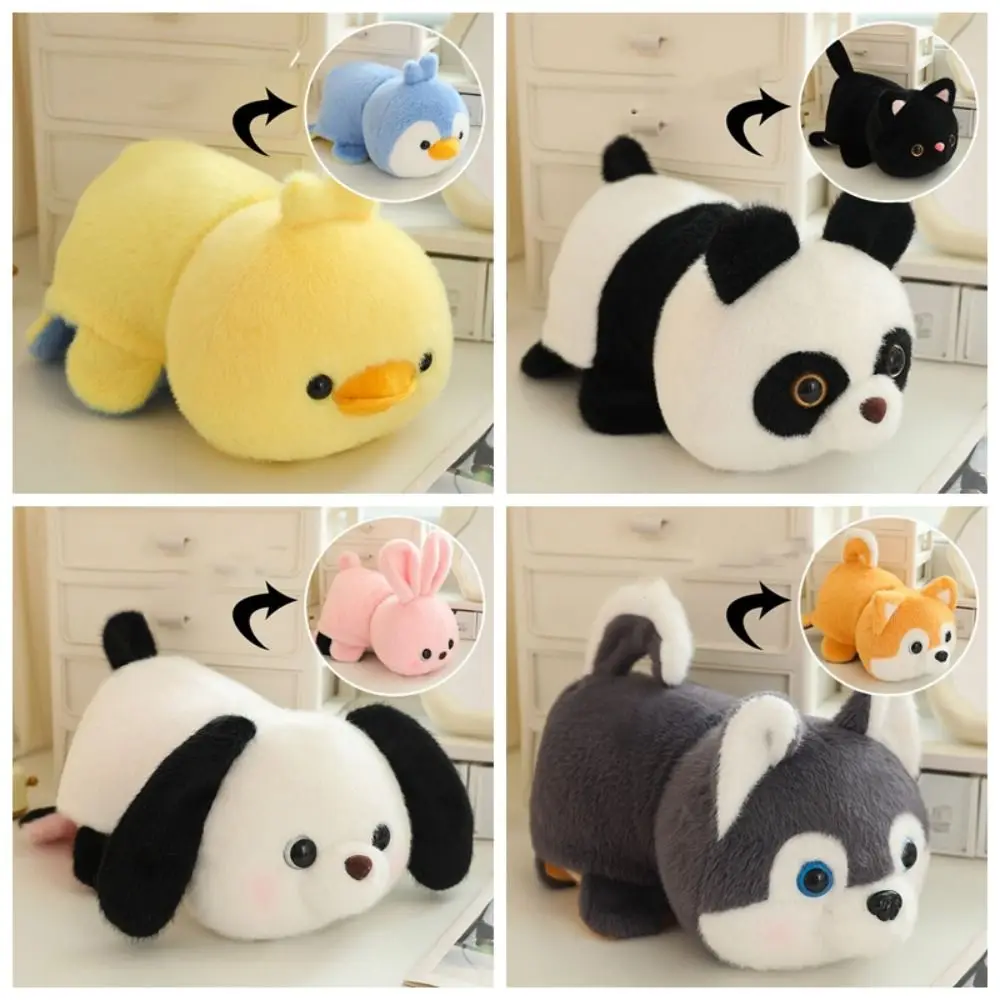 Dupla face reversível brinquedos animais de pelúcia animal macio travesseiro pato boneca de pelúcia 2-em-1 kawaii transformar panda meninas presente