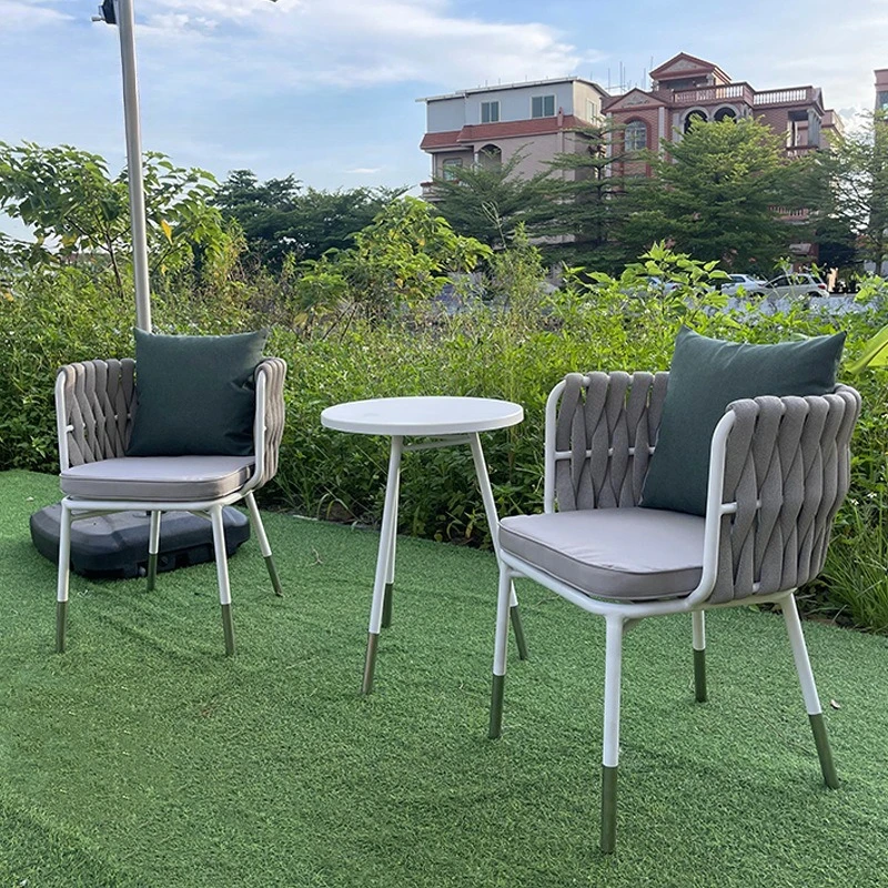 Simple casual chairs, terrace courtyard dining rattan tables and chairs, high-end outdoor hotel balcony webbing table and cha
