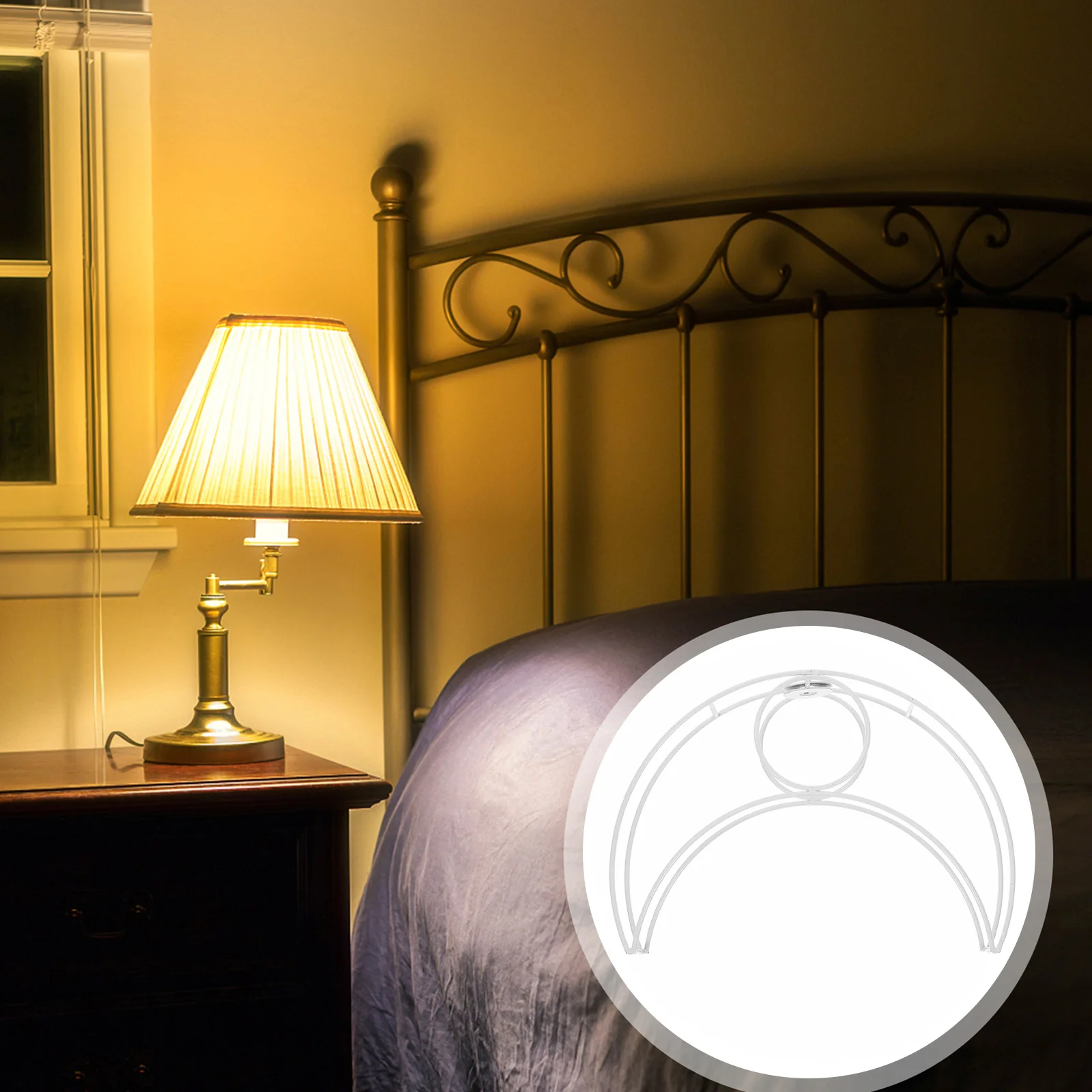 

Vintage Moon Shape Lampshade Frame Iron Table Light Cover Rack Metal Supplies for Desk Lamp Bracket Stable Bedside