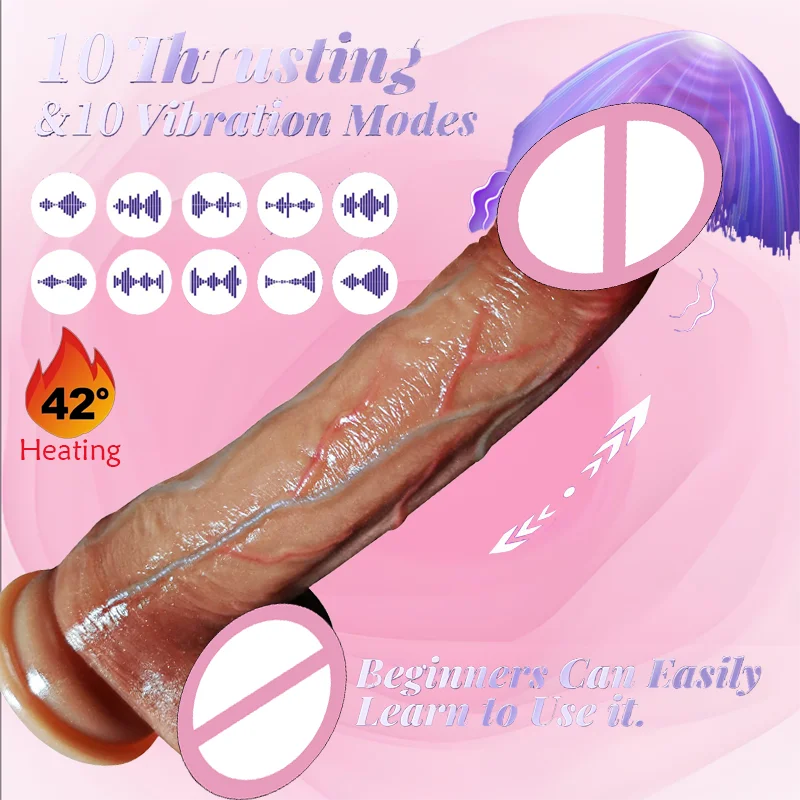 Enorme vibratore vibrante Controllo automatico Vibratore Riscaldamento Spinta pene Dildo Giocattolo del sesso Punto G Stimolazione anale Adulto per le donne