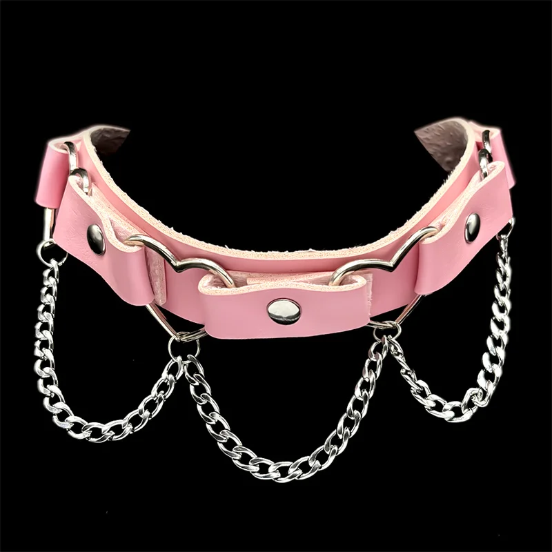 

1Pc Y2K Girl Harajuku Punk Star Cross Pink Lace Pu Leather Choker Hip Hop Rivet Spikes Sexy Cosplay Torques Chain Jewelry Gifts