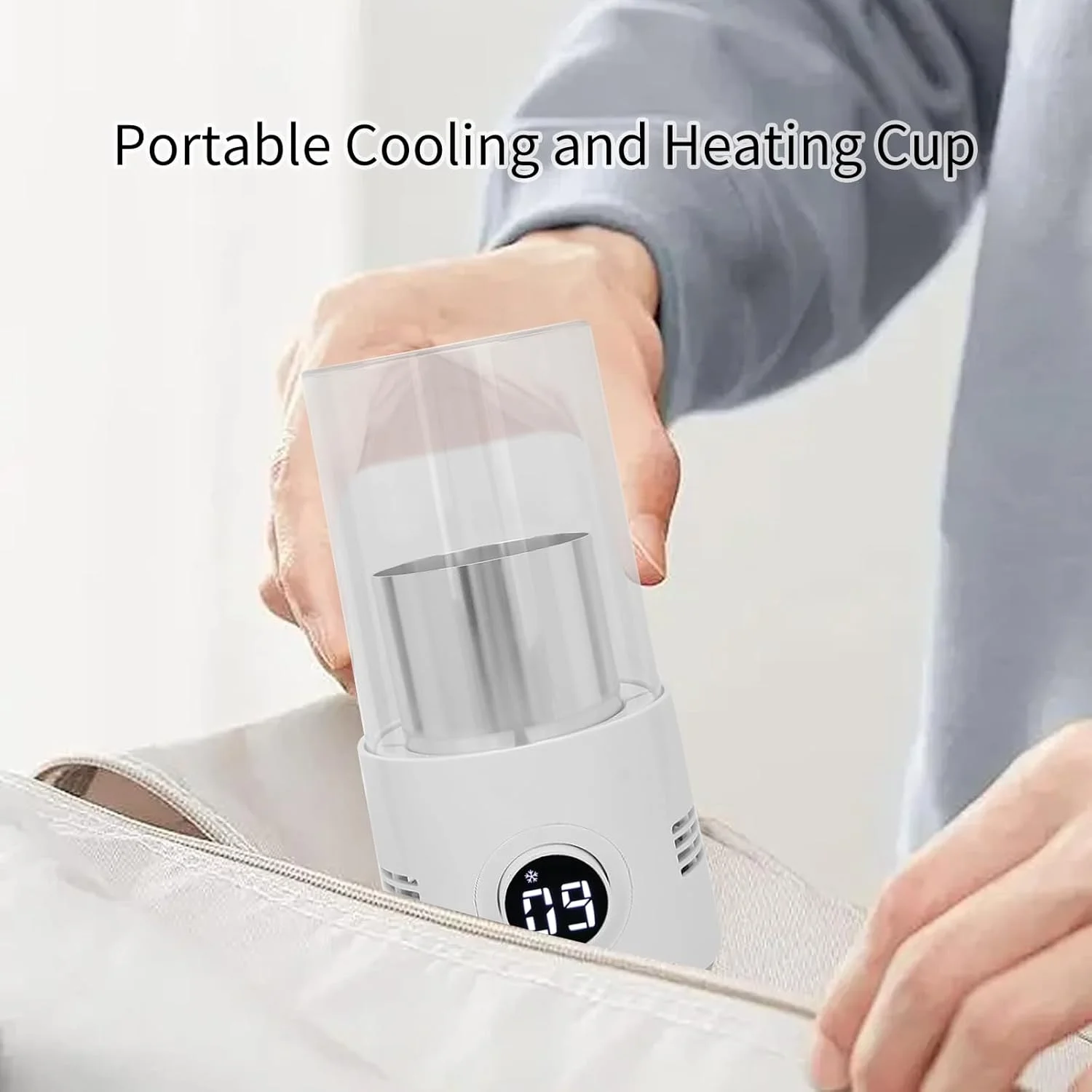 Smart Portable 2 in 1 Cool and Heat Cup, Beverage Cooler, Coffee Warmer, 2°C~55°C Fast Cooling or Heating, Lightweight Desktop