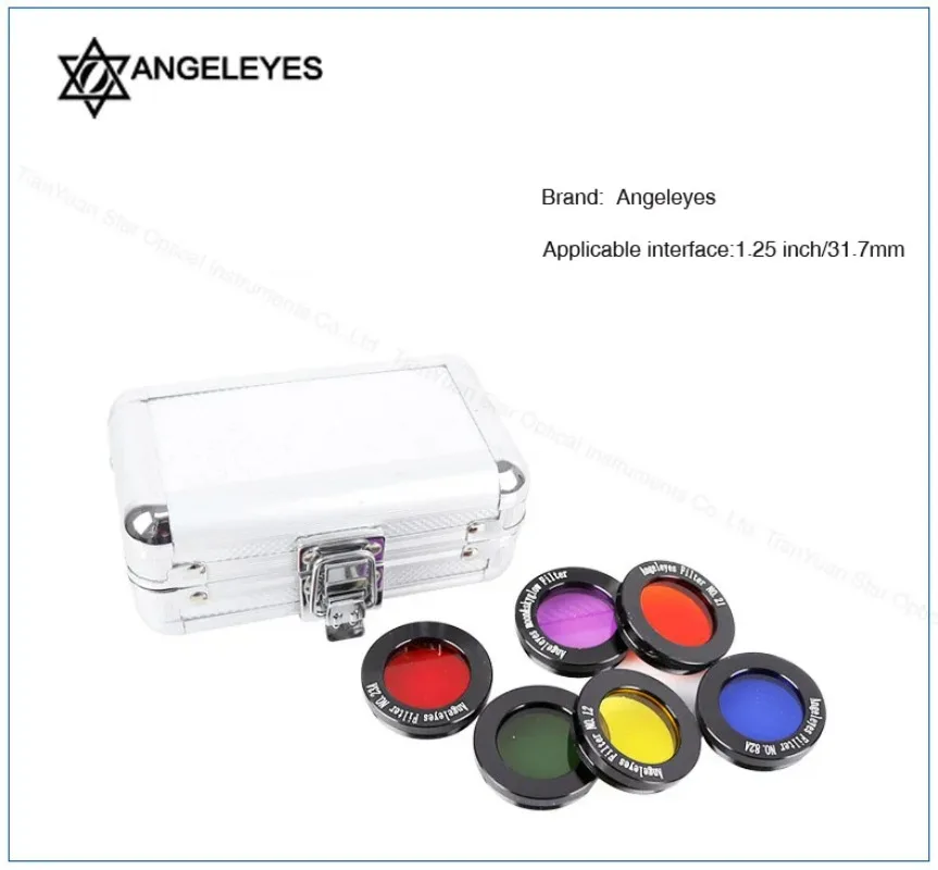 Angeleyes 1.25 Inch Astronomical Telescopes Eyepiece Filter Set - 6 Color Selection Planets & Nebula Detail Enhancer Moon Skyglo