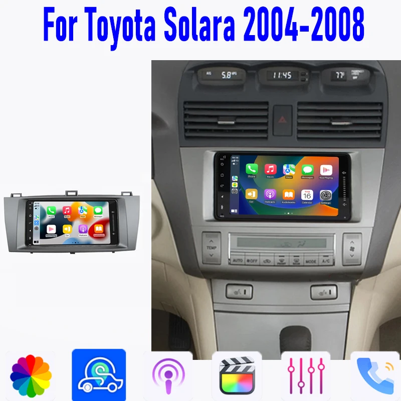 

GPS 7" For Toyota Solara 2004-2008 Car Stereo Radio Apple Carplay Android Auto Wireless Reversing Image Camera Navi 4-64G+JBL