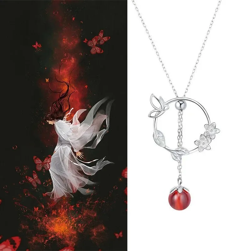 Anime Tian Guan Ci Fu Necklace Hua Cheng Xie Lian Cosplay Costume Pendant Jewelry Prop Choker Chain Accessories Valentine Gifts