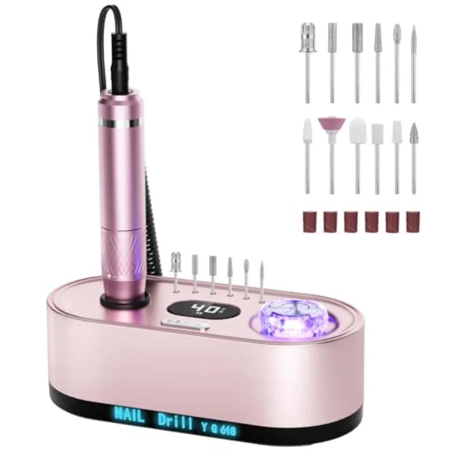 40000RPM Electric Nail File Drill Professional Kit Drill Machine with LCD Display Manicure Pedicure Polishing Acrylic Gel Nail