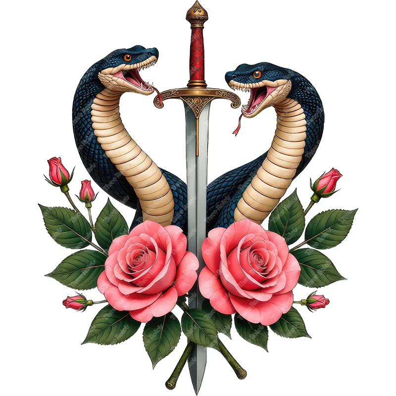 Three Ratels Sword flowers and snake cartoon art stickers for home decoration car body stickers
