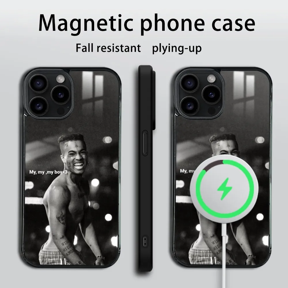 X-XXXTentacions 17 Rapper Phone Case For iPhone 16 15 14 13 12 11 Pro Max Plus Mini Magsafe Mirror Wireless Magnetic Cover