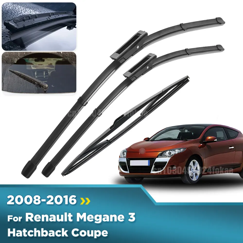 

Для Renault Megane 3 Hatchback Coupe 2008-2016 стеклоочиститель передние и задние щетки стеклоочистителя лобовое стекло щетки 24 "+ 16" + 14"