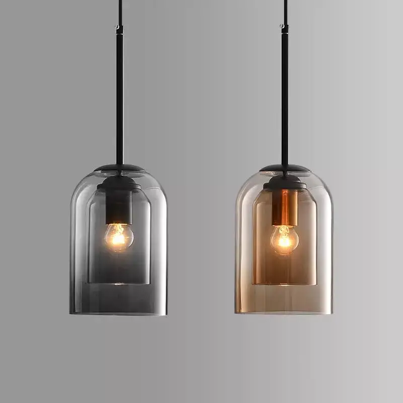 Post Modern Glass Pendant Lights Nordic Restaurant Hanging Lights Bar Coffee Home LED Bedroom Bedside Suspension Light Fixture