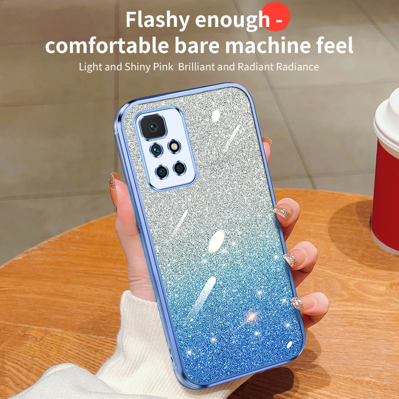 Electroplating Soft Glitter Powder Phone Case For XiaoMi Redmi 10 Prime 2022 10C 10 IND Power Shockproof Silicone Back Cover image 5