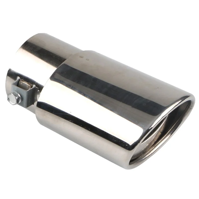 Car Stainless Steel Bright Silver Straight Exhaust Tail Throat Round Tube Universal Fits Car