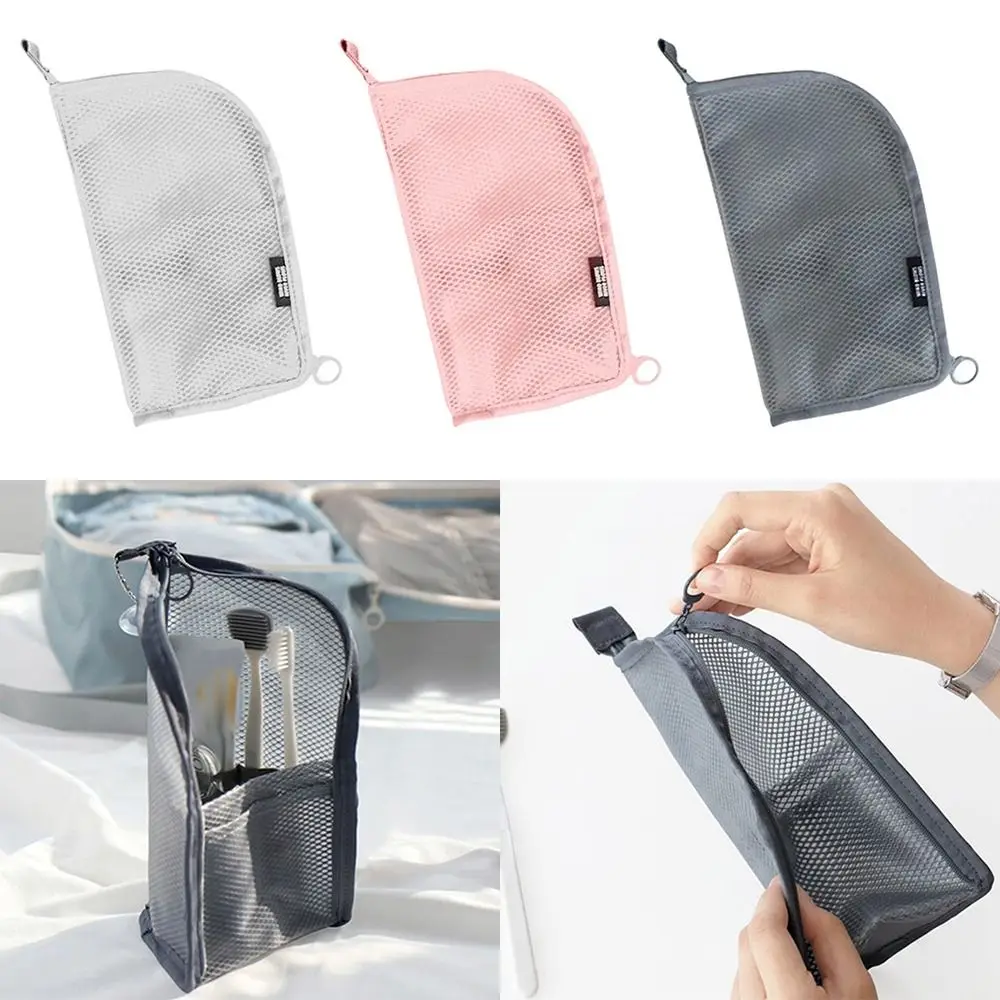 Folding Stand Makeup Brush Bag Mesh Washing Organizer Storage Bag Zipper Toothbrush Bag Travel - view 3