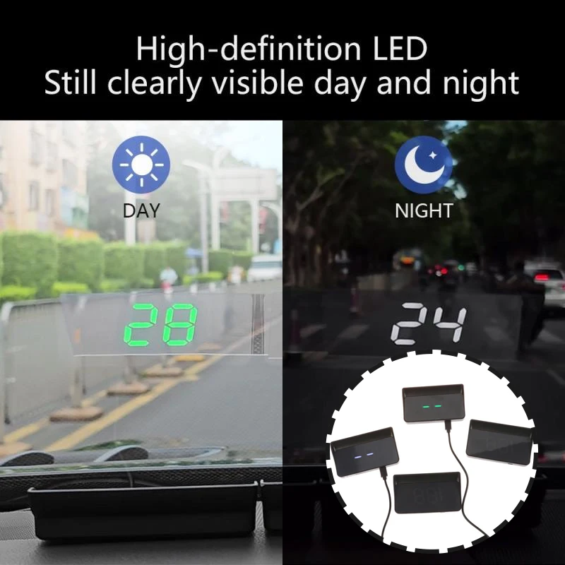

1 * автомобильный универсальный HUD проекционный дисплей цифровой спидометр проектор KM/H MPH большой шрифт измеритель скорости дисплей авто электронная часть