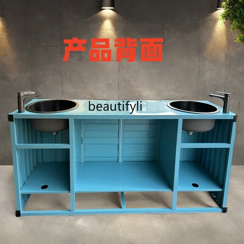 Mobile lavabo industriale a vento, lavabo retrò, bar creativo, tavolo da lavare dal pavimento al soffitto