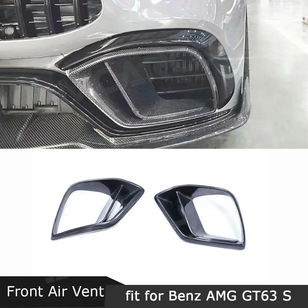 Dry Carbon Fiber Front Bumper Air Vent Outlet Cover Trim FogLamp Vent Trim For Mercedes Benz AMG GT63 GT63S 4 Door 2019-2023