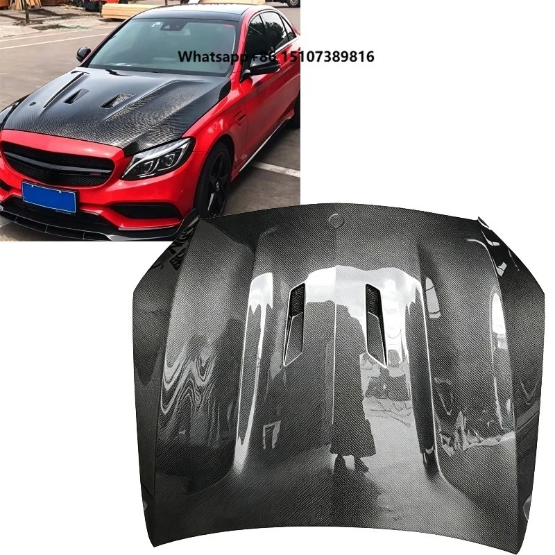 Carbon Fiber Engine Hood Bonnet for W205 C Class 2015-2021 Vented Front Hood Cover Car Exterior Replacement Parts