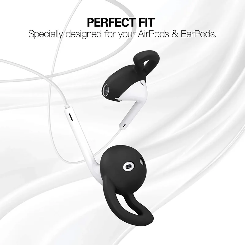 6-1Pairs In-Ear Soft Silicone Eartips Case Cover for Apple Airpods Protective Ear Pad Earphone Cup Earpad with Anti-slip Earhook