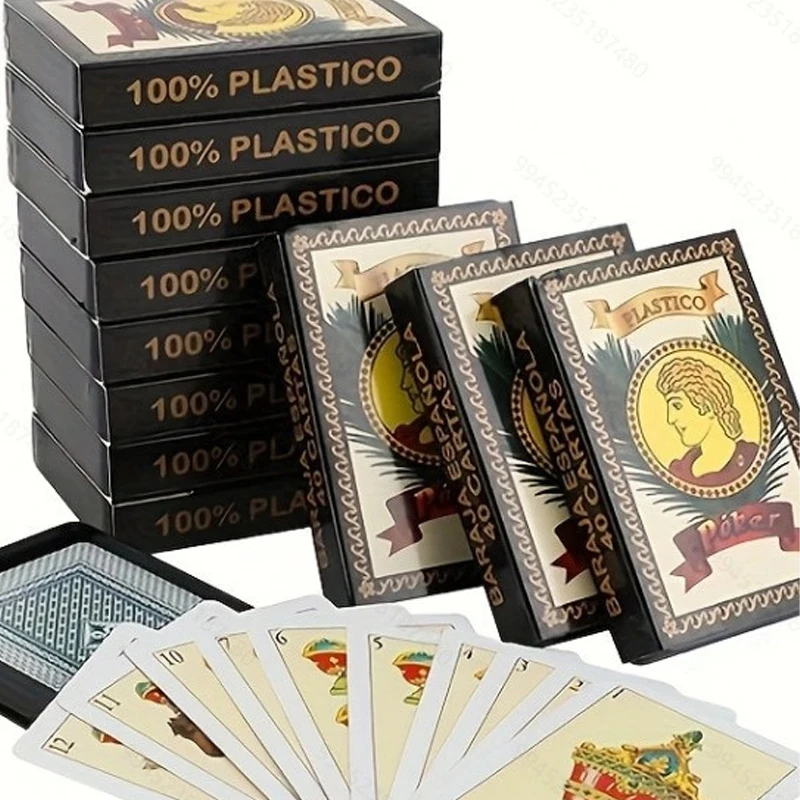 

Испанские ПВХ водонепроницаемые пластиковые игральные карты Семейная вечеринка Настольная игра Открытый игровой покер Развлекательные аксессуары