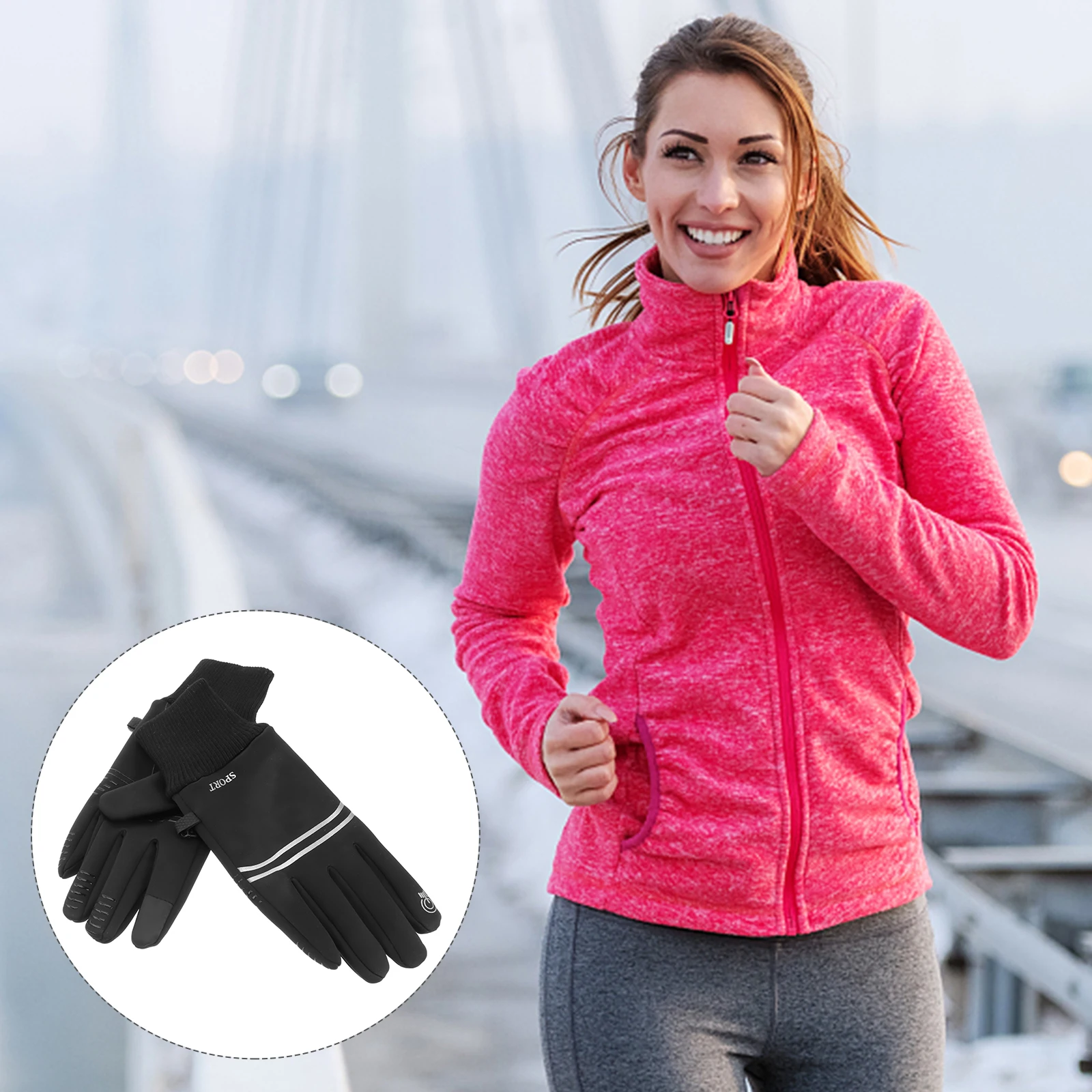 

Warm Sports Winter Outdoor Cycling Mens Jogging Touch Screen Windproof Thermal Riding Gloves for Men Women Gloves