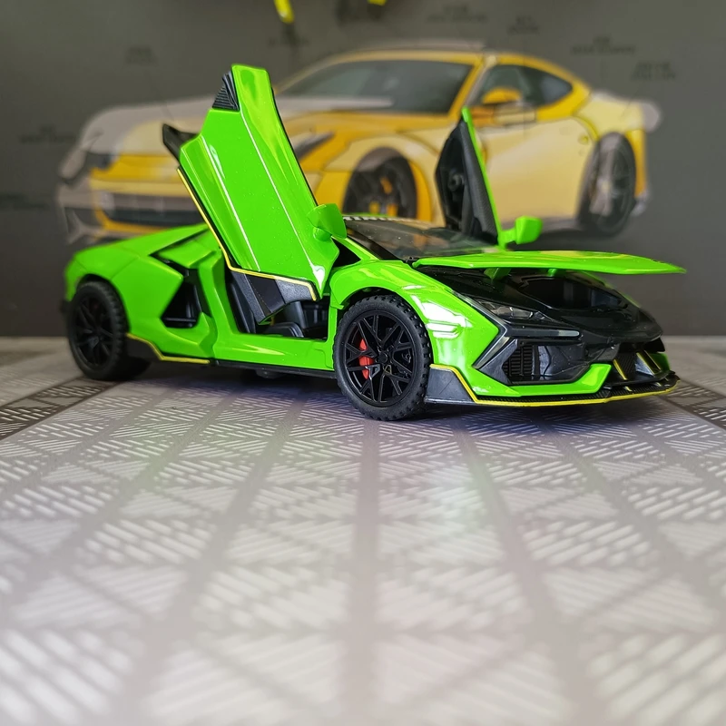 1:32 Simulation Lamborghini Revuelto Malissa Modified Alloy Model Car Ornament Power Back Sound and Light Supercar Gift