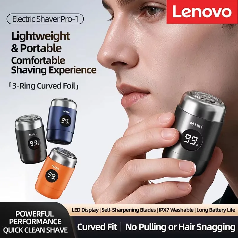 Lenovo Electric Shaver Men's Mini Portable Shaver Magnetic Suction Blade Head Rechargeable Digital Beard Knife