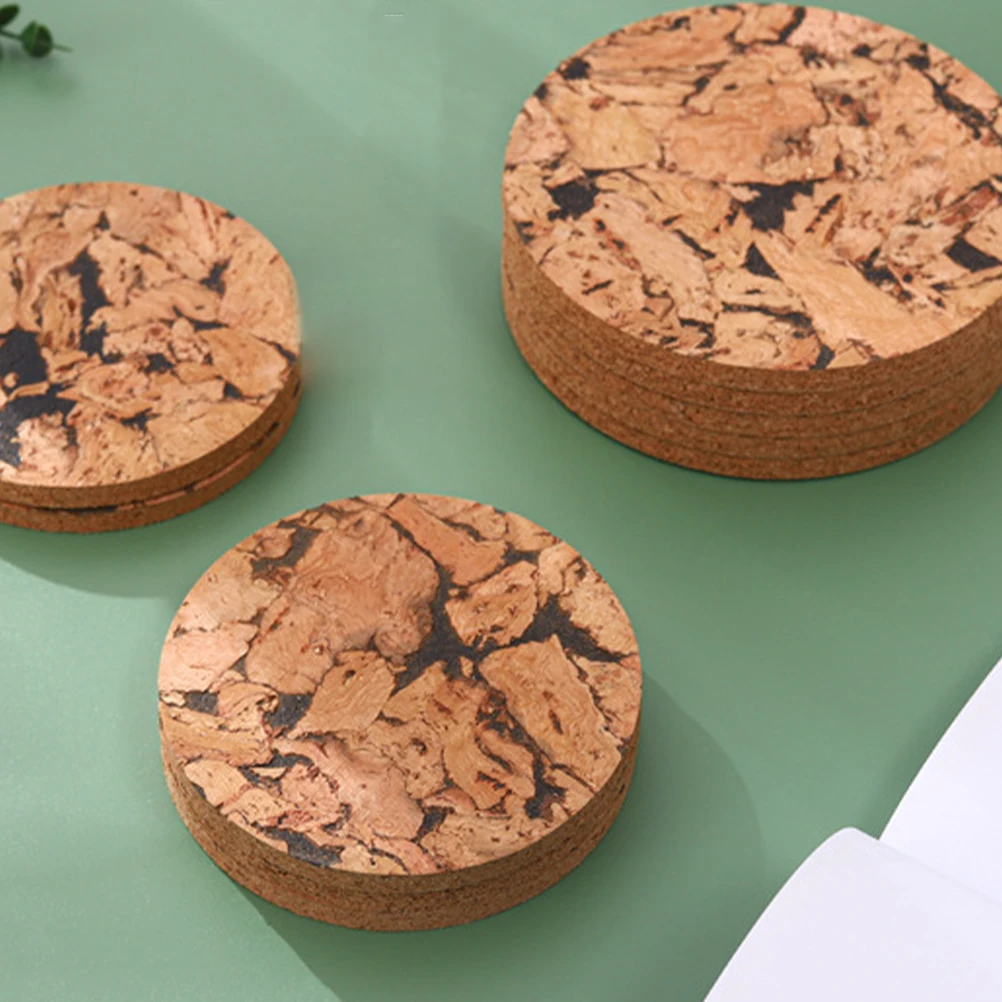 

6pcs Cork Coasters Soft High Grade Heat Resistant Wear Proof Decorative Cup Pad Tabletop Protector Drink Accessories Retro Style