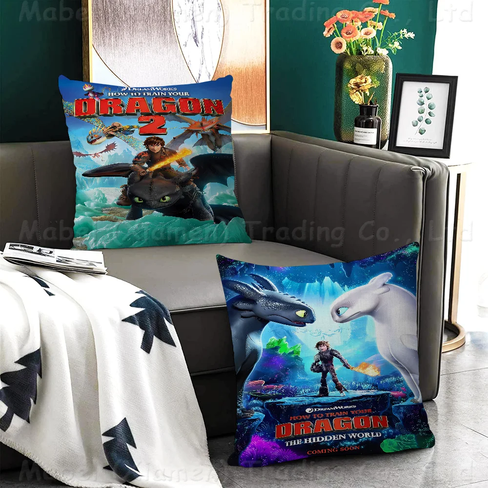 T-Toothless-Fury Dragon Personalized Picture Text Home Decorative Pillows Household Gifts 45x45cm