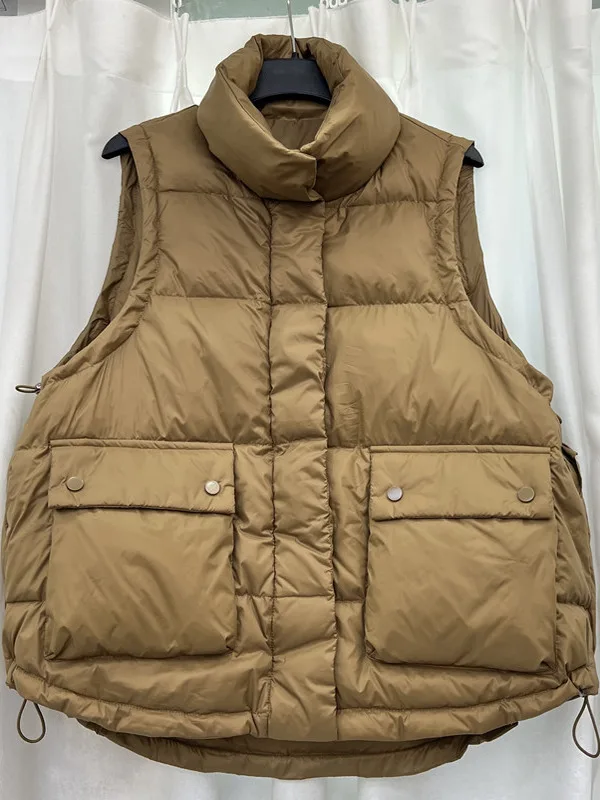 

Водный жилет больших размеров, женский осенне-зимний новый жилет для похудения с воротником-стойкой, верхняя одежда на шнуровке