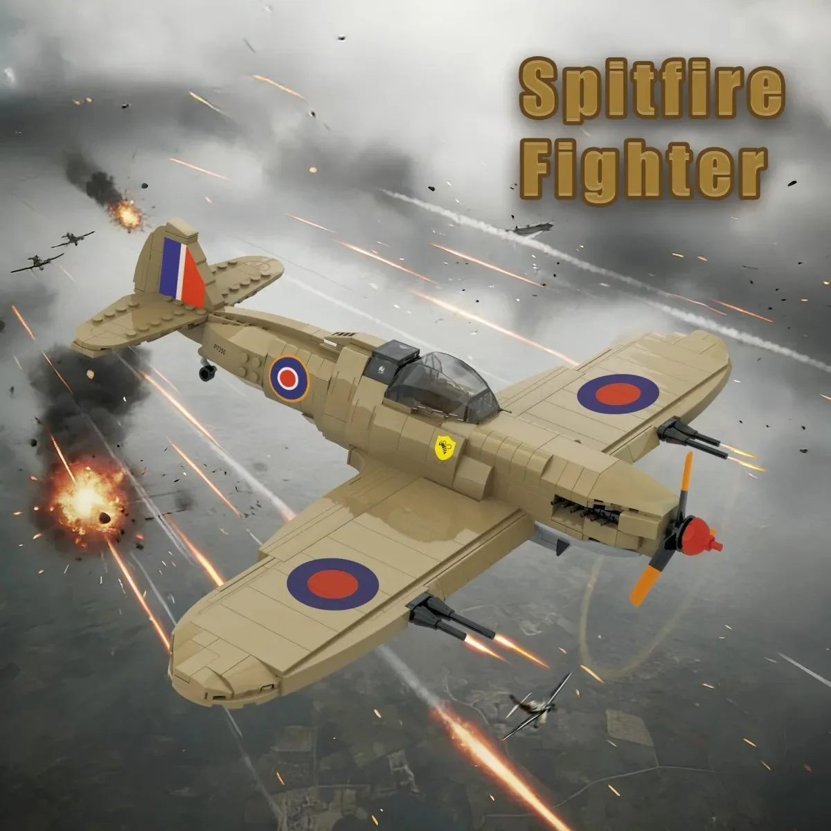 WWII Supermarine Spitfire Fighter 586PCS Building Blocks RAF Military Plane Model Adult Collectible Brick Toy For Military Fans view 5