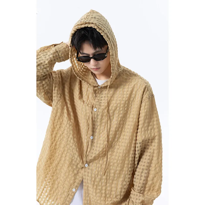 

Men Summer Hooded Shirt - UPF50+ Ice Silk Sun Protection Top | Quick-Dry & Breathable- Lightweight Tech Fabric with Thumb Holes