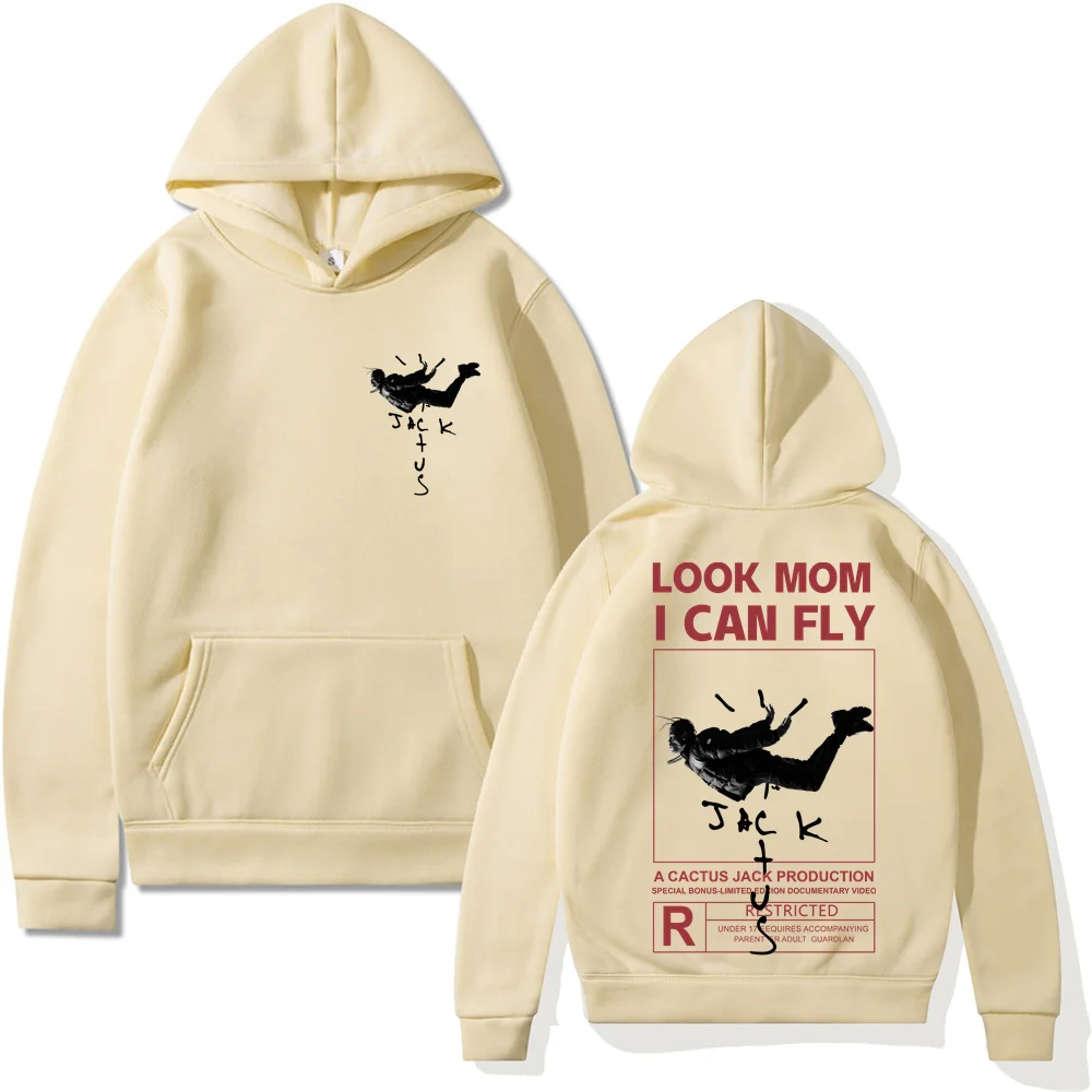 Cactus Jack Hoodie Men Women Double-sided Logo Print LOOK MOM I CAN FLY ASTROWORLD Hoodies Unisex Fashion Hip Hop Streetwear