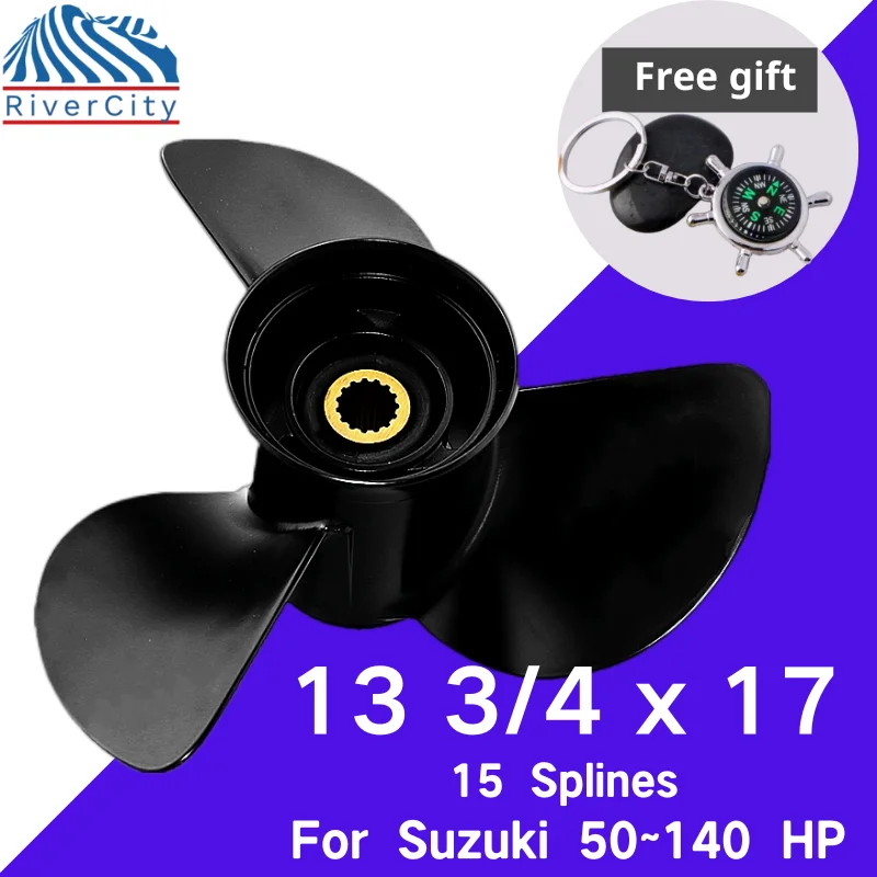 Outboard Propeller For Suzuki 50HP 60HP 70HP 90HP 13 3/4X17 Boat Motor Aluminum Alloy Screw Ship Marine Engine 3 Blade 15 Spline