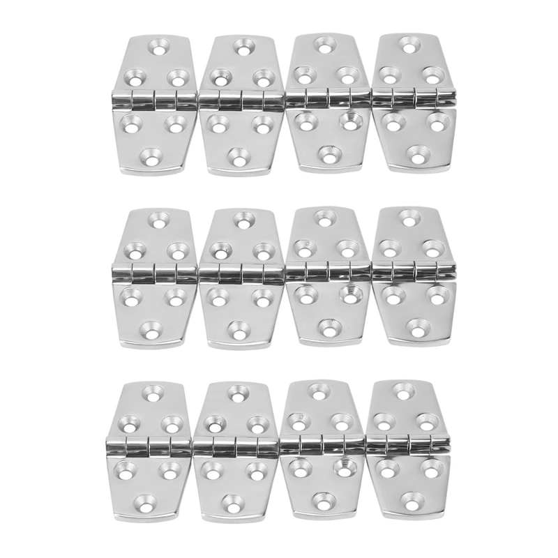 Marine 12 Pieces Stainless Steel Strap Hinge Door Hinge For Marine Boat Yacht 76 X 38 Mm Rafting Boating Accessories