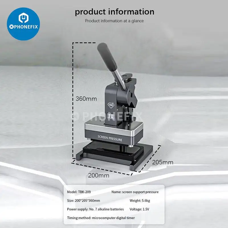 Tela do telefone pressionando a máquina para iPhone X - 15Pro Max Habitação, Samsung Back Cover Clamp, Precision Repair, TBK-209