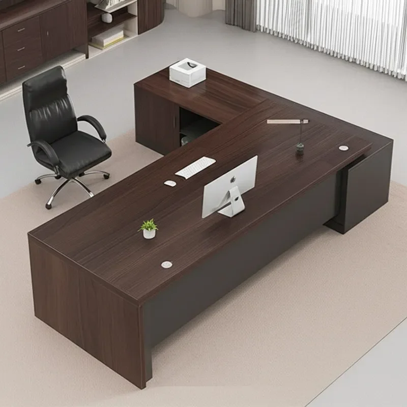 for Simple Modern Office Computer Desk and Chair Combination Light Luxury Senior Manager Table Large Boss Desk