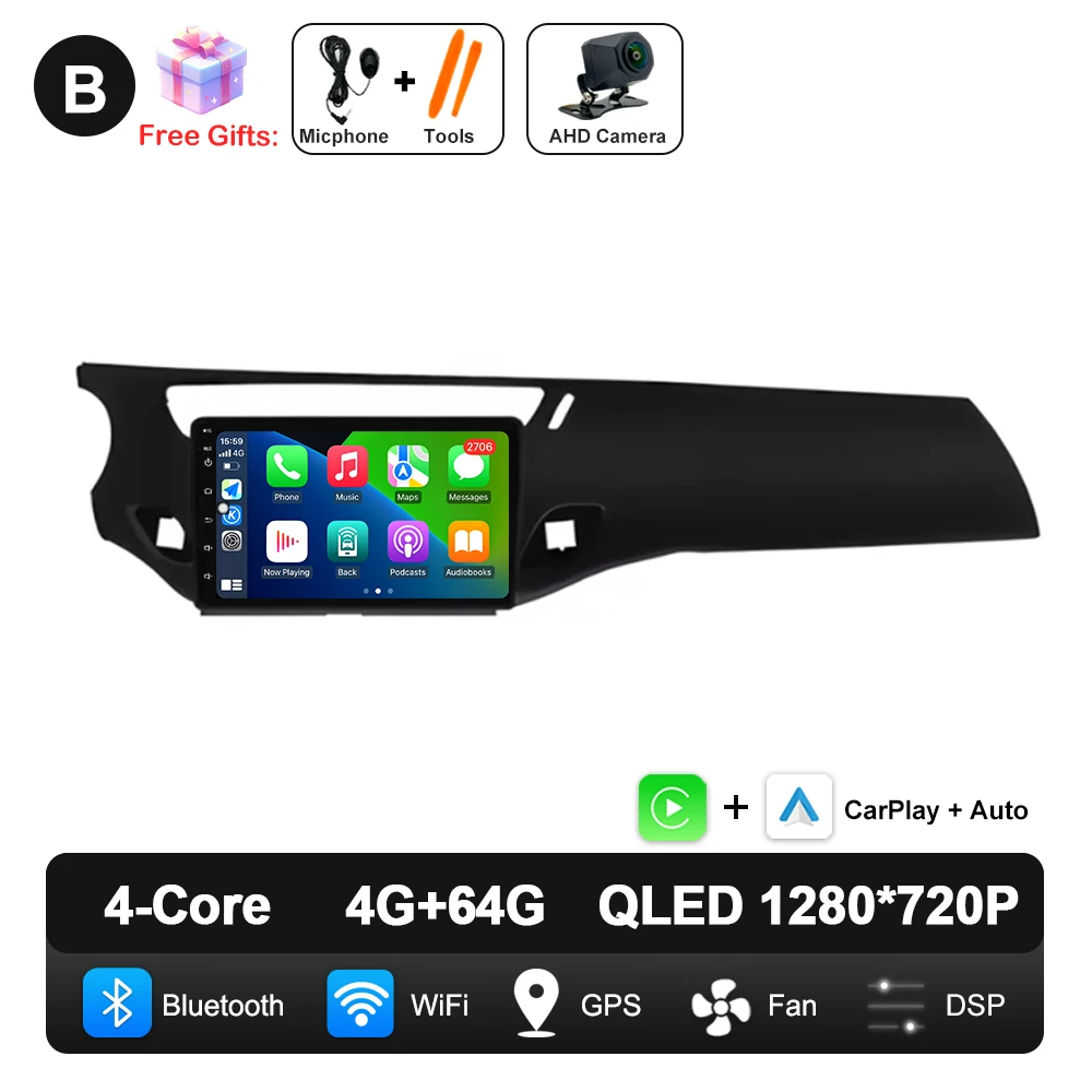 QLED Scherm Android Auto Carplay Voor Citroen C3 DS3 2010-2016 Autoradio Video Multimedia Speler WiFi GPS Navigatie DSP Stereo