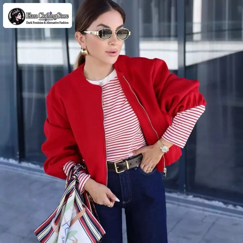 Elara Autumn Y2K Style Fashionable and Versatile New Soft Pilot Women's Jacket Slimming, Simple and Personalized Coat for Women