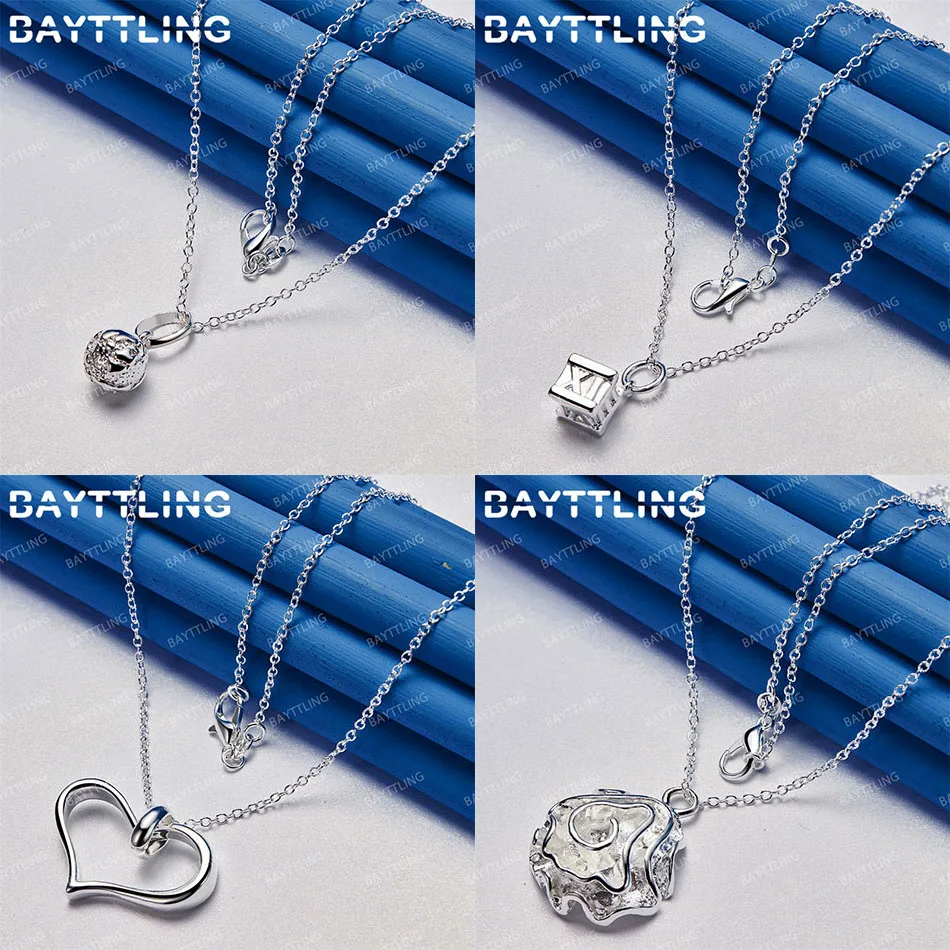 

Simple 925 Sterling Silver 16-30 Inch Beautiful Rose Heart Pendant Necklace Women's Accessories Jewelry Wedding