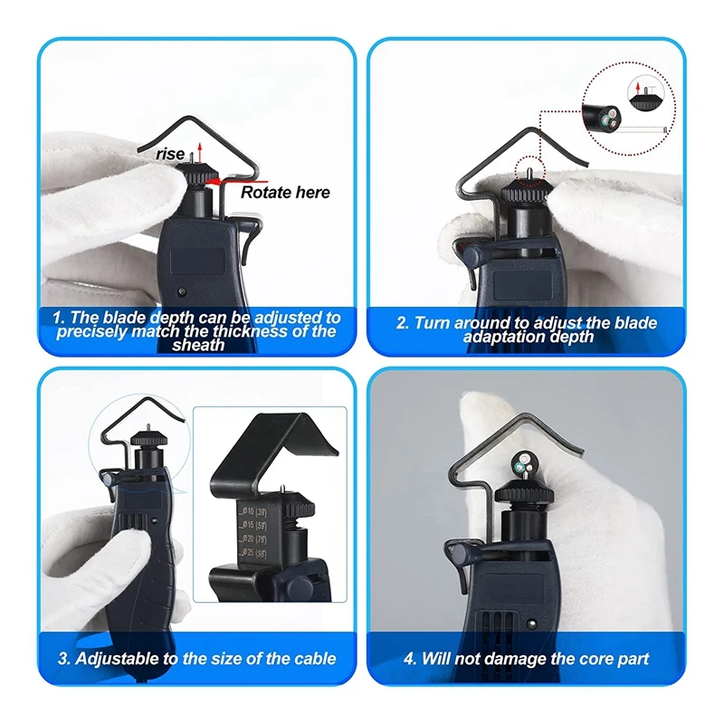 Устройство для зачистки кабеля для быстрого и точного удаления втулки кабеля, плавная резка без повреждения ядра, 0,18-1 дюйм